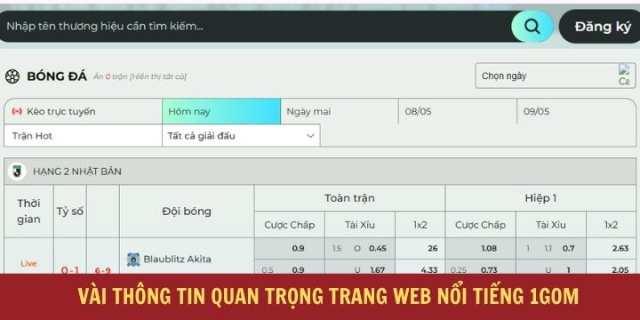 Trang kèo cược bóng đá uy tín 1gom hiện nay